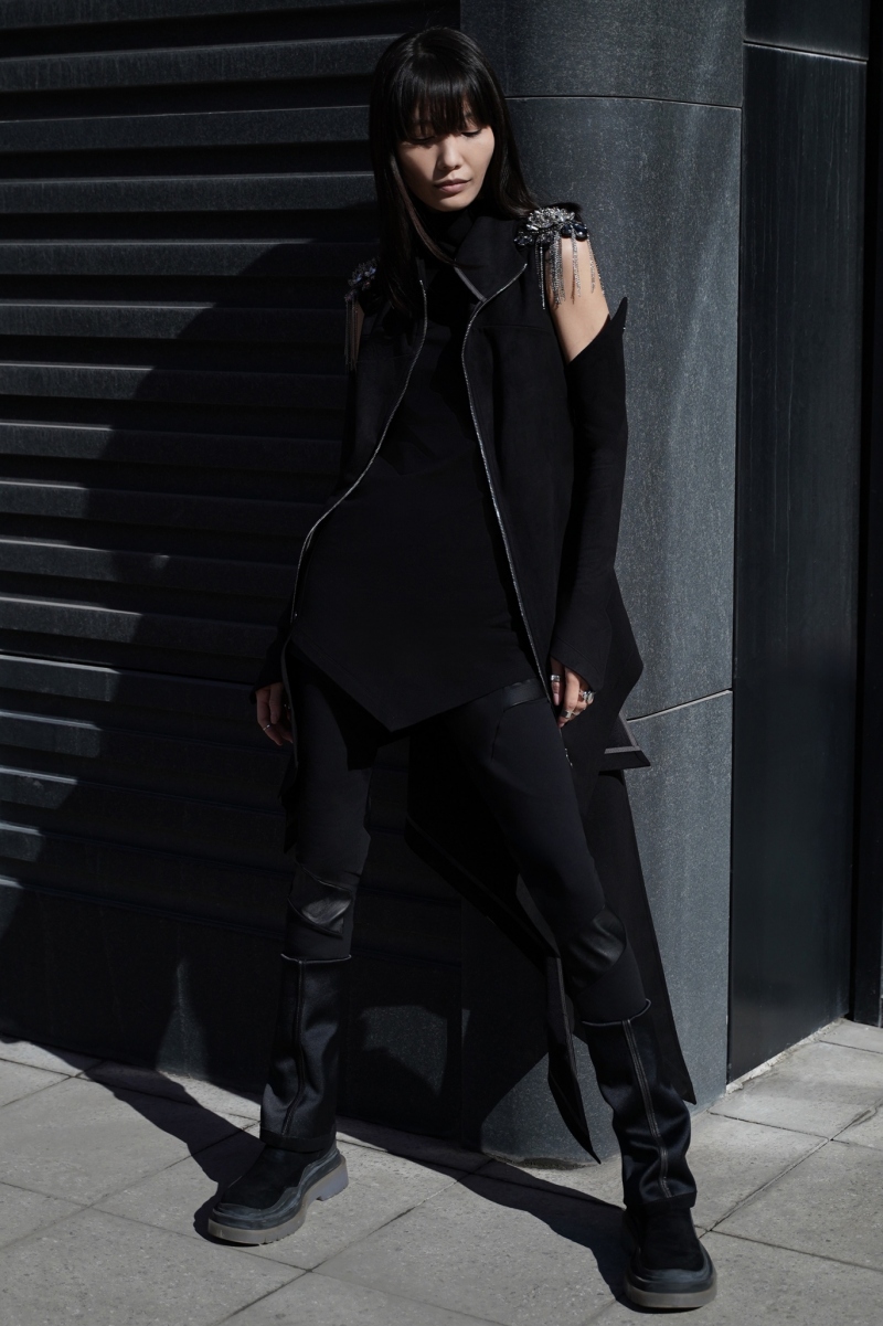 Высокие митенки Нуар чёрные