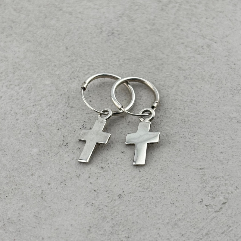 Серебряные серьги "Кресты"
