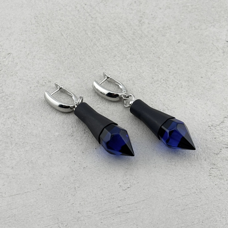 Серьги кристаллы индиго